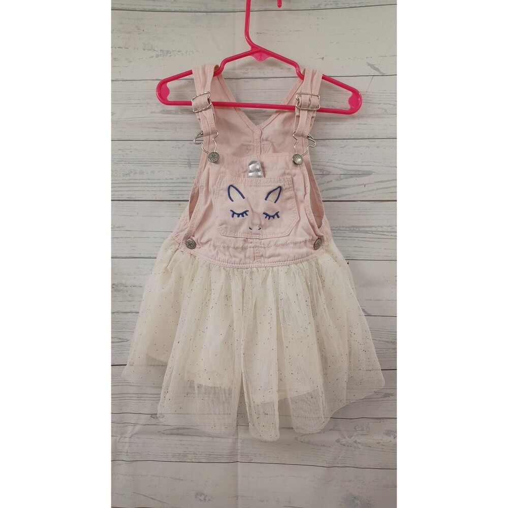 Oshkosh BGosh Size 3T Little Girls Unicorn Tutu Jean Overalls Dress